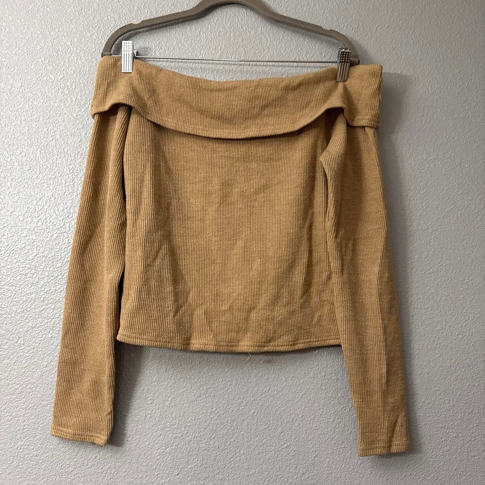 Women's Strapless Long Sleeve Tee Crop Top Slash Neck Slim Short T-Shir